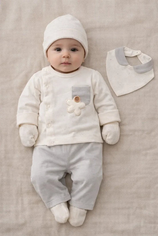 Summer 100% Cotton 5-Pieces Clothing Set for Babies