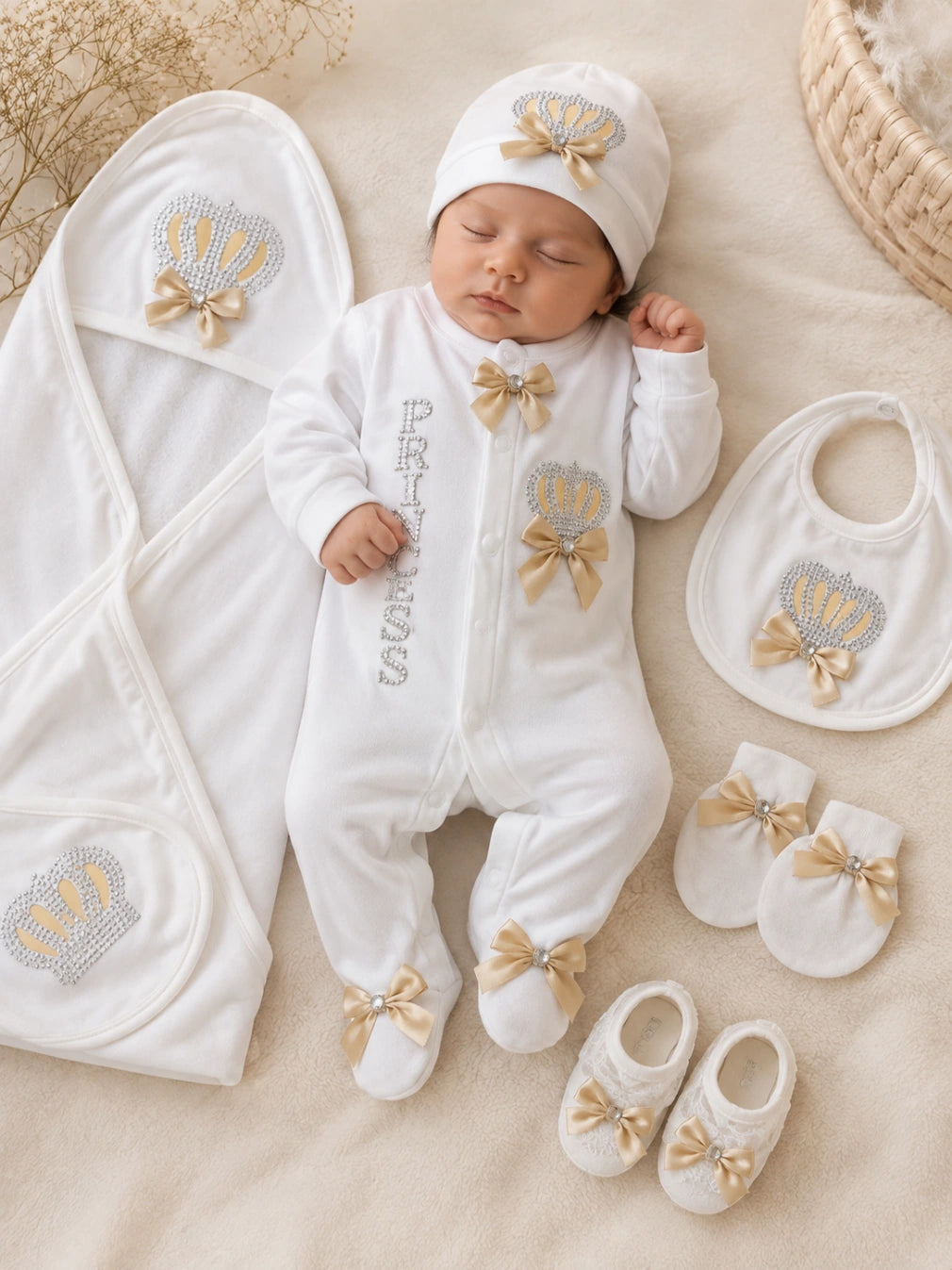 Summer 100% Cotton Turkish-Style Newborn Princess Starter Set