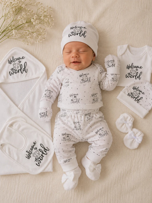 Summer 100% cotton Imported Newborn starter set "welcome to the world"