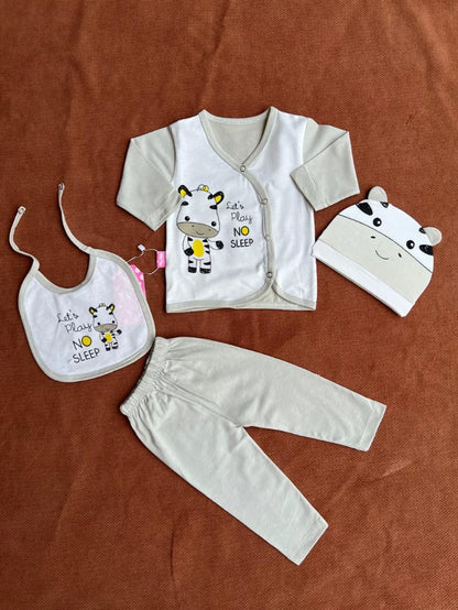 Summer Newborn Baby 4 Piece Dress Set | Soft Baby Outfit