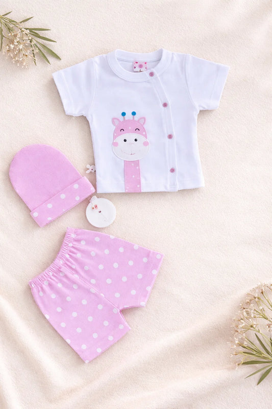 Newborn Baby Summer Dress Set – Shirt, Shorts & Cap