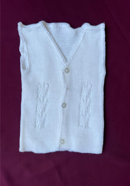 Baby Knit Sweater with Buttons – Warm White Winter Wear