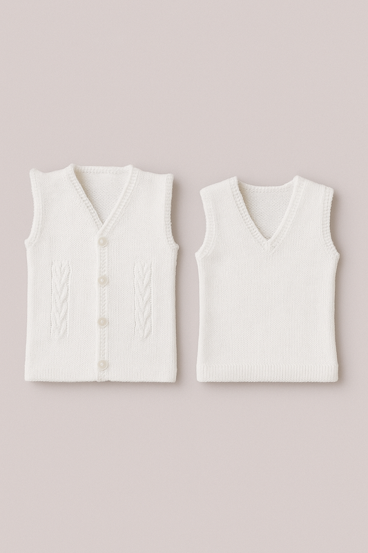 Baby Knit Sweater with Buttons – Warm White Winter Wear