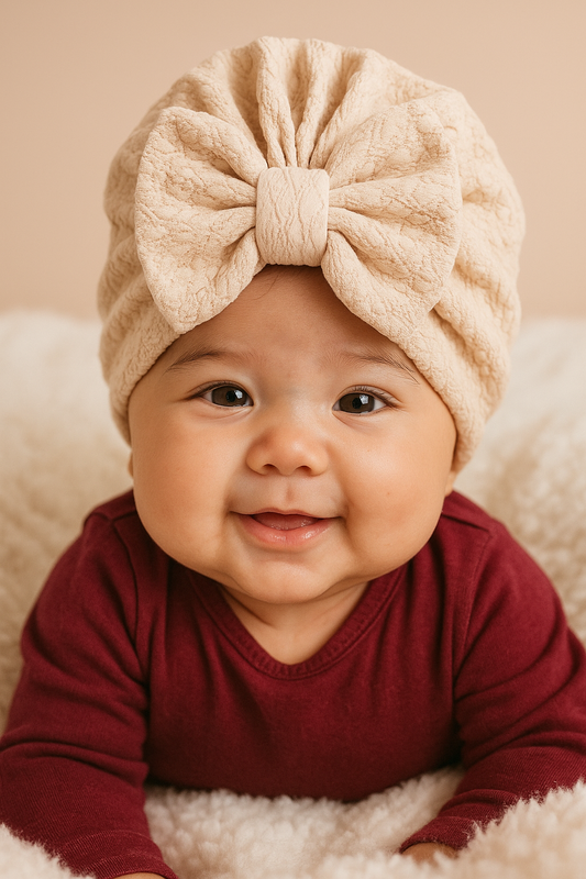 Turban Cap for Baby Girls – Stylish Soft Headwrap (0–12 Months)