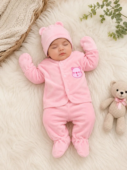 Newborn 6 Pcs Velvet Winter Starter Set – Pink