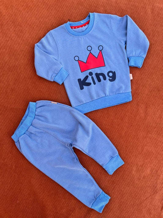Baby Boys Winter Tracksuit – King Graphic 2-Piece Set