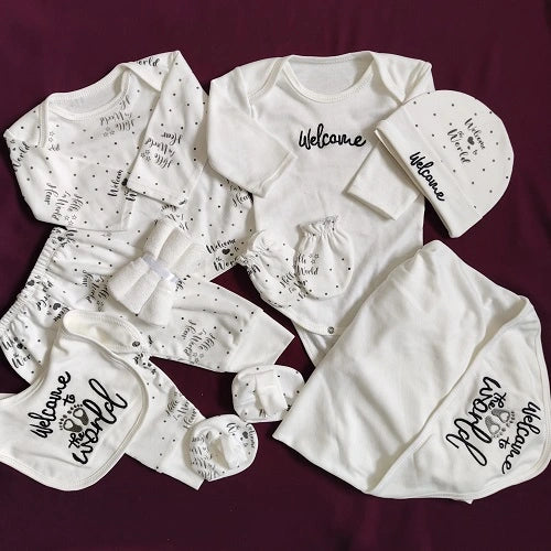 Summer 100% cotton Imported Newborn starter set "welcome to the world"