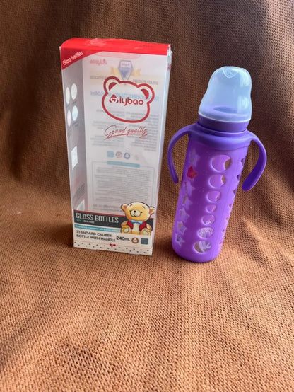 240ml Glass Baby Feeding Bottle with Handles | BPA-Free
