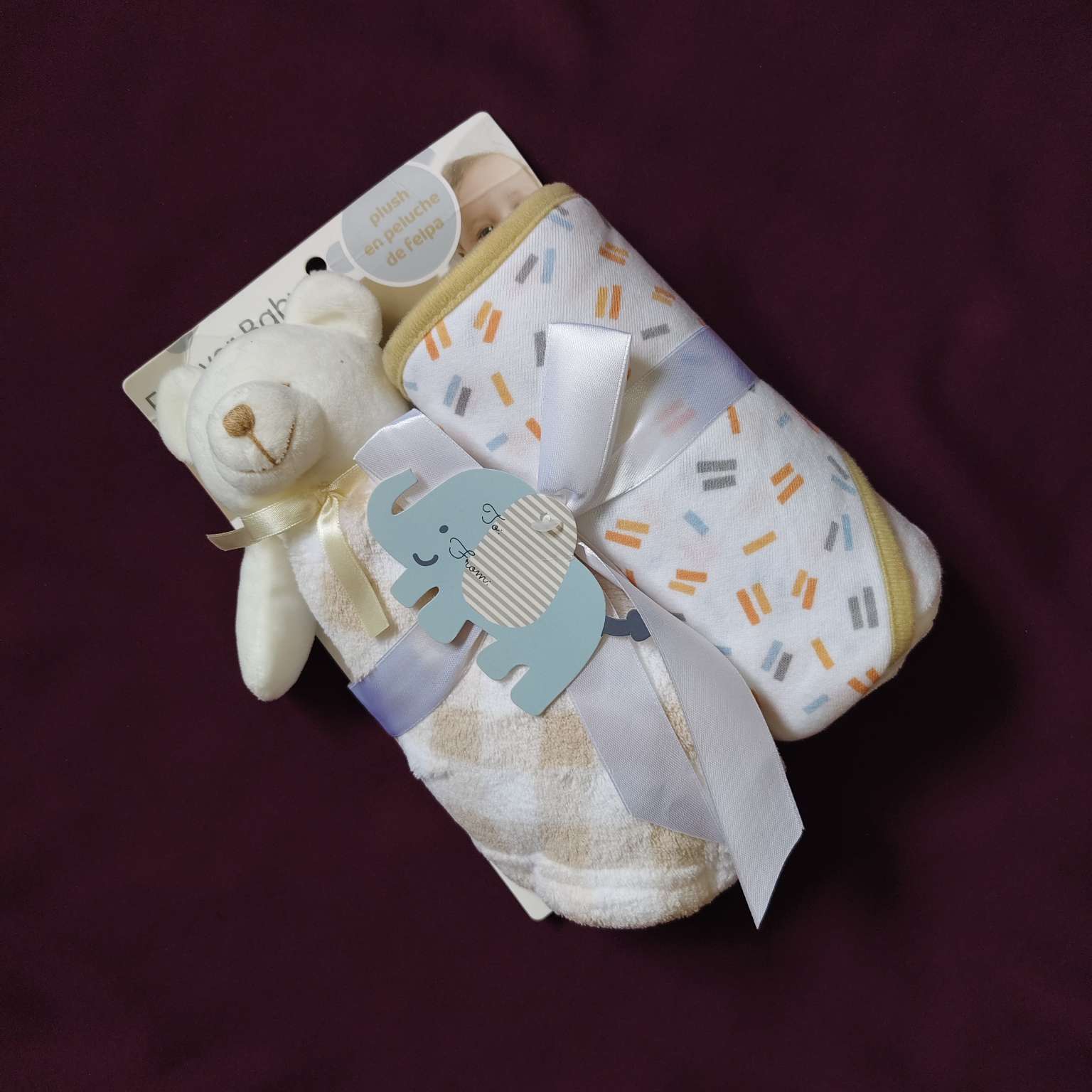 Baby Bath Towel & Face Towel Set with Soft Toy