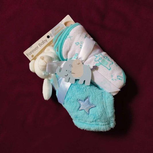 Baby Bath Towel & Face Towel Set with Soft Toy