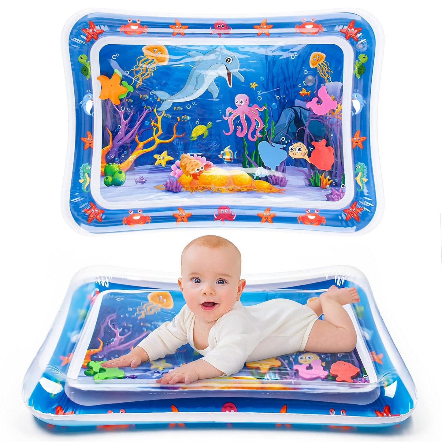 Ocean Theme Baby Water Play Mat – Inflatable Tummy Time Activity Mat for Infants