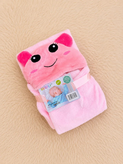 Soft Baby Hooded Blanket – Cute Cartoon Design Wrap for Newborn