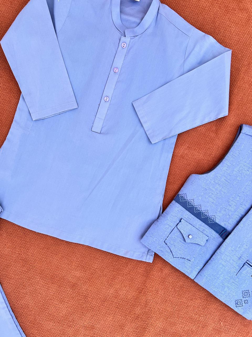3-Piece Kurta Waistcoat Trouser Set
