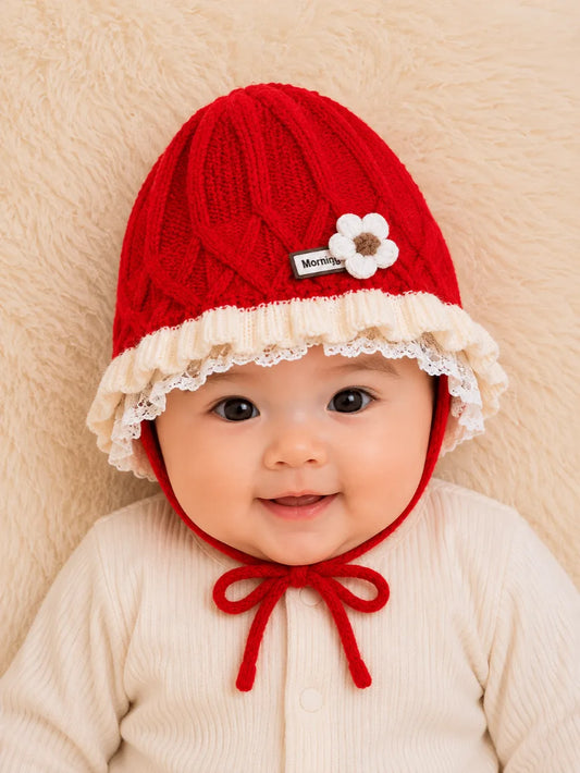 Knitted Baby Cap – Soft and Warm Winter Hat with Ties