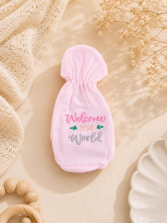 Baby Feeder Cover – Soft Cotton Bottle Cover "welcome to the world"