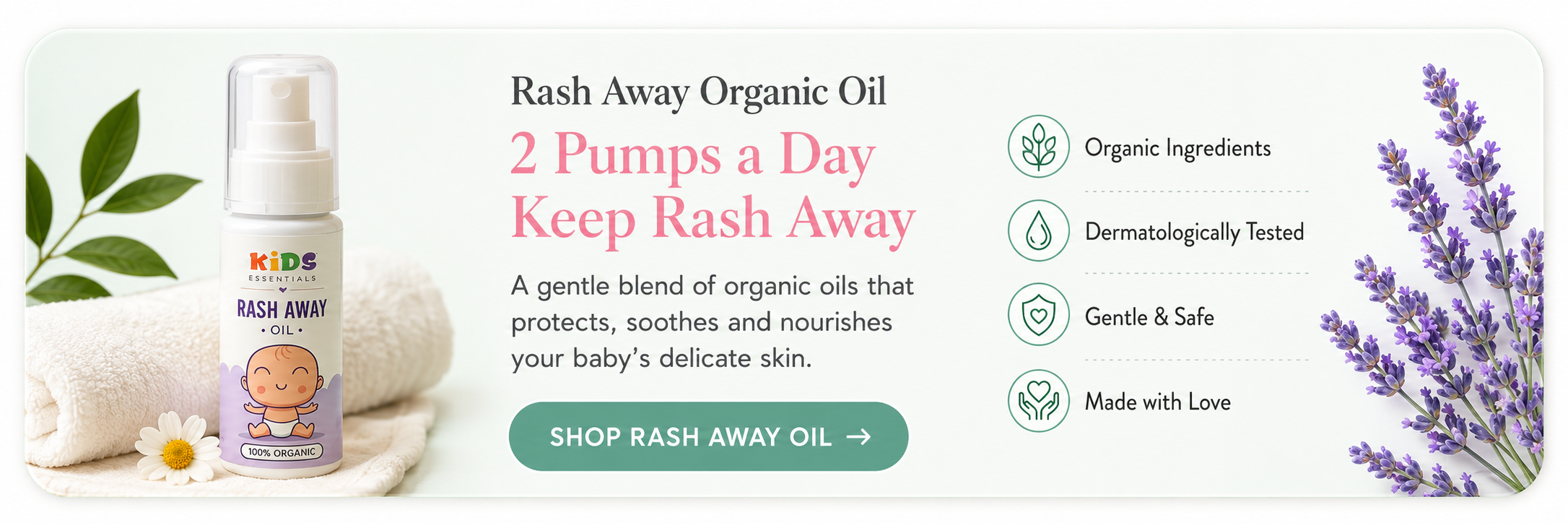 Rash Away Organic Oil for baby diaper care