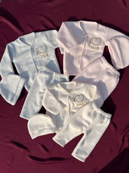 Pack of 3 Newborn Winter Jabla Dresses – Soft, Warm