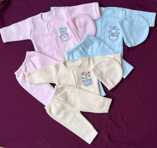 Pack of 3 Winter Jabla Dresses for Newborn Babies
