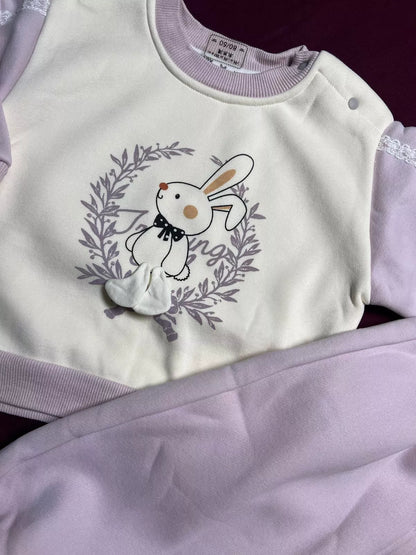 Warm Baby Outfit – Two-Piece Set (Rabbit Design)