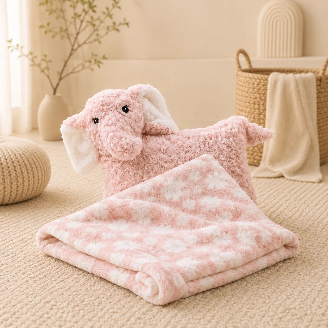3-in-1 Baby Plush Toy, Pillow & Ultra Soft Blanket Set