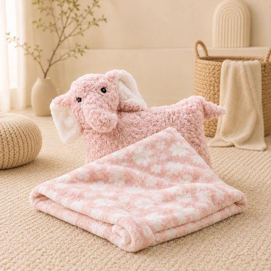 3-in-1 Baby Plush Toy, Pillow & Ultra Soft Blanket Set