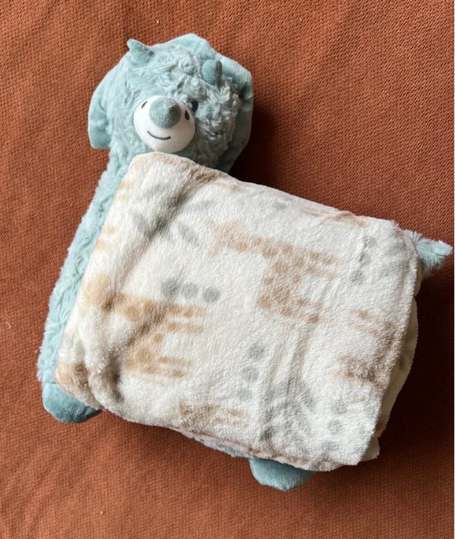 Kids Essentials 3-in-1 Baby Plush Toy, Pillow & Ultra Soft Blanket Set