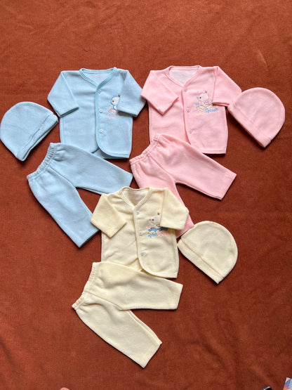 Kids Essentials Pack of 3 Newborn Winter Jabla Dresses - Soft, Warm & Comfortable