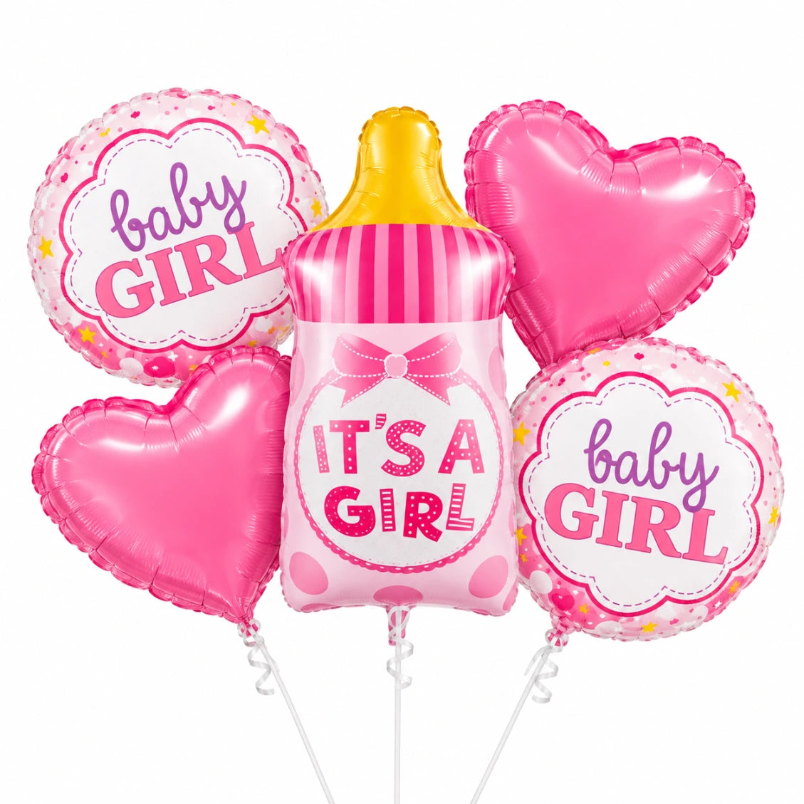 Baby Boy & Baby Girl 5-Piece Foil Balloon Decoration Set