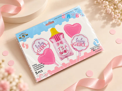 Baby Boy & Baby Girl 5-Piece Foil Balloon Decoration Set