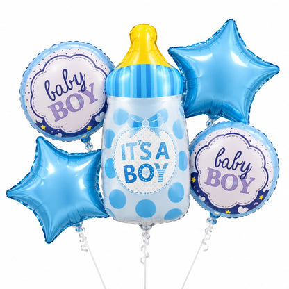 Baby Boy & Baby Girl 5-Piece Foil Balloon Decoration Set