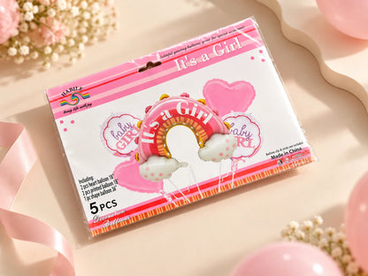 Baby Boy & Baby Girl 5-Piece Foil Balloon Decoration Set