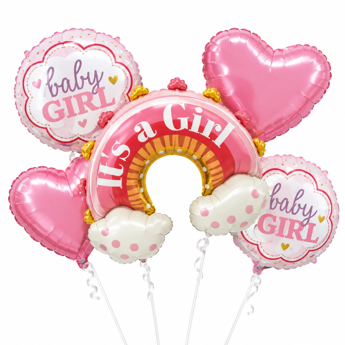 Baby Boy & Baby Girl 5-Piece Foil Balloon Decoration Set