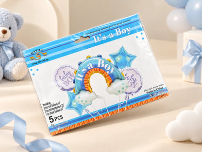 Baby Boy & Baby Girl 5-Piece Foil Balloon Decoration Set