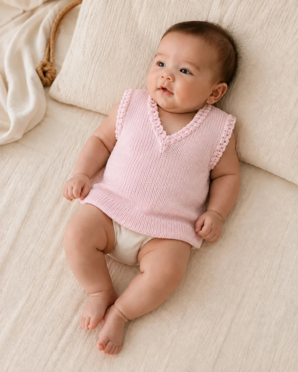 Baby Knitted Sleeveless Sweater - Soft & Stylish Baby Wear (Pink)