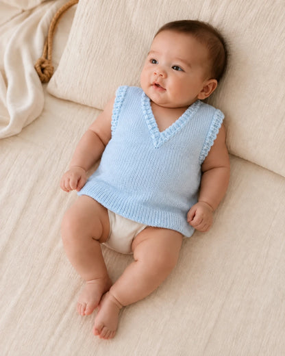 Baby Knitted Sleeveless Sweater - Soft & Stylish Baby Wear (Ferozi)