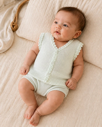 Baby Knitted Sleeveless Sweater - Soft & Stylish Baby Wear (Light Green)