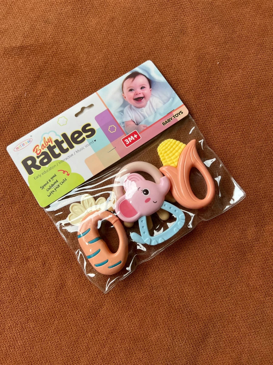 Pack of 3 Imported Baby Rattle Toys Set - Colorful Handheld Rattles for Babies (3M+)