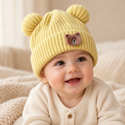 Cute Knitted Baby Bear Ear Winter Cap