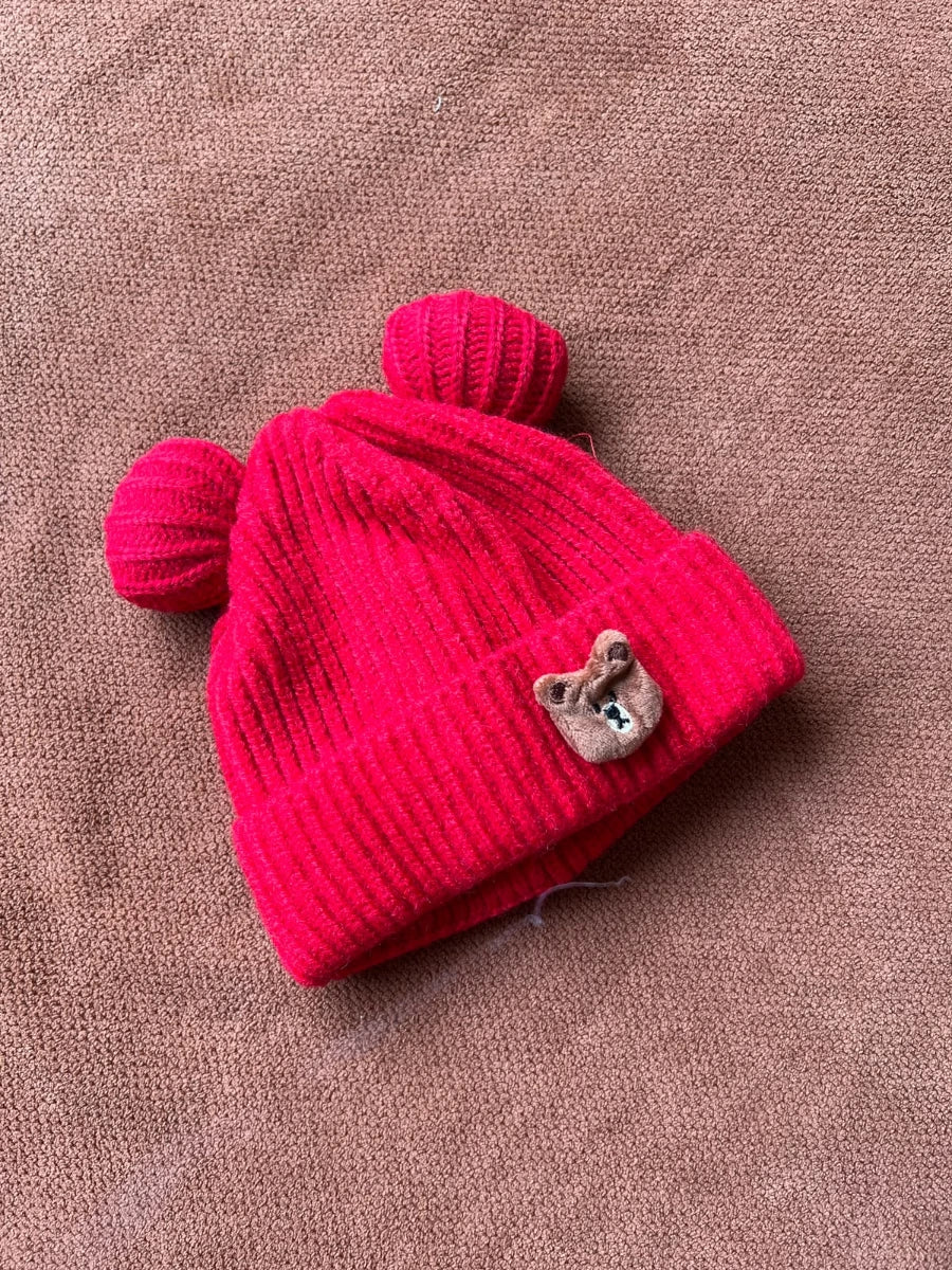 Cute Knitted Baby Bear Ear Winter Cap