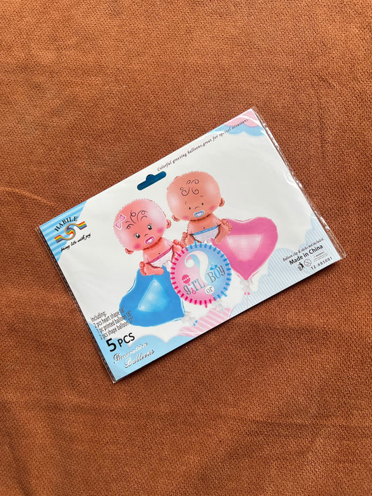 Baby Gender Reveal 5-Piece Foil Balloon Set