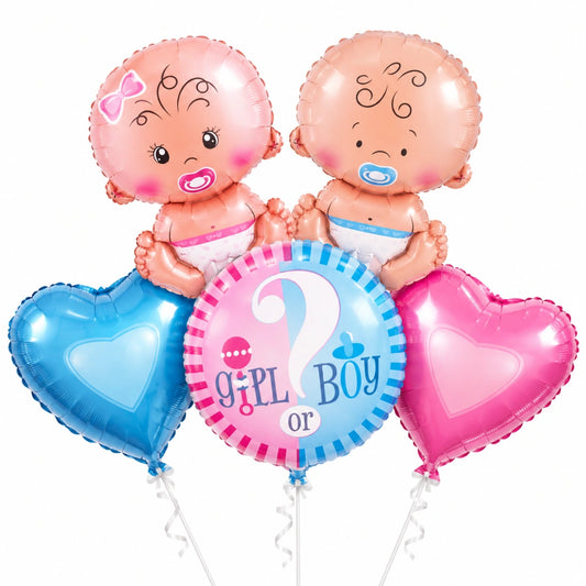 Baby Gender Reveal 5-Piece Foil Balloon Set