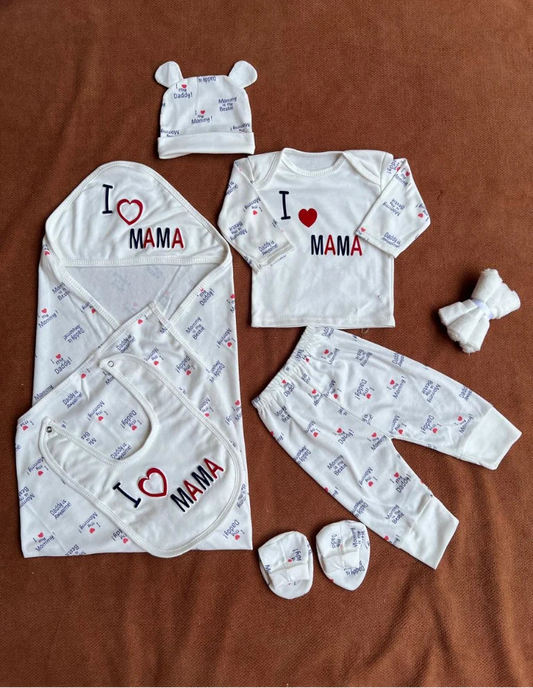 I ❤️ Mama Newborn Baby 12 Pcs Starter Set - Complete Baby Cotton Set