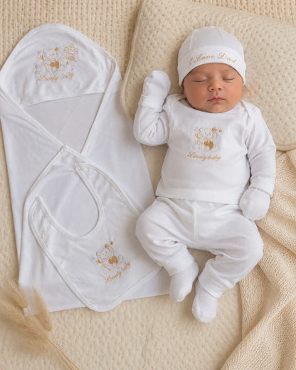 Kids Essentials I Love Dad Newborn 7 Pcs Embroidered Starter Set