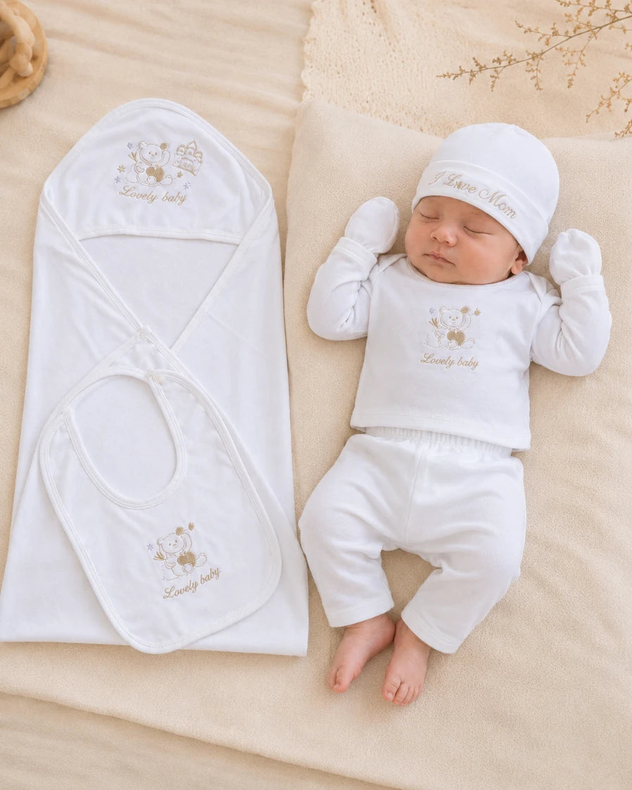Kids Essentials I Love Mom Newborn 7 Pcs Embroidered Starter Set
