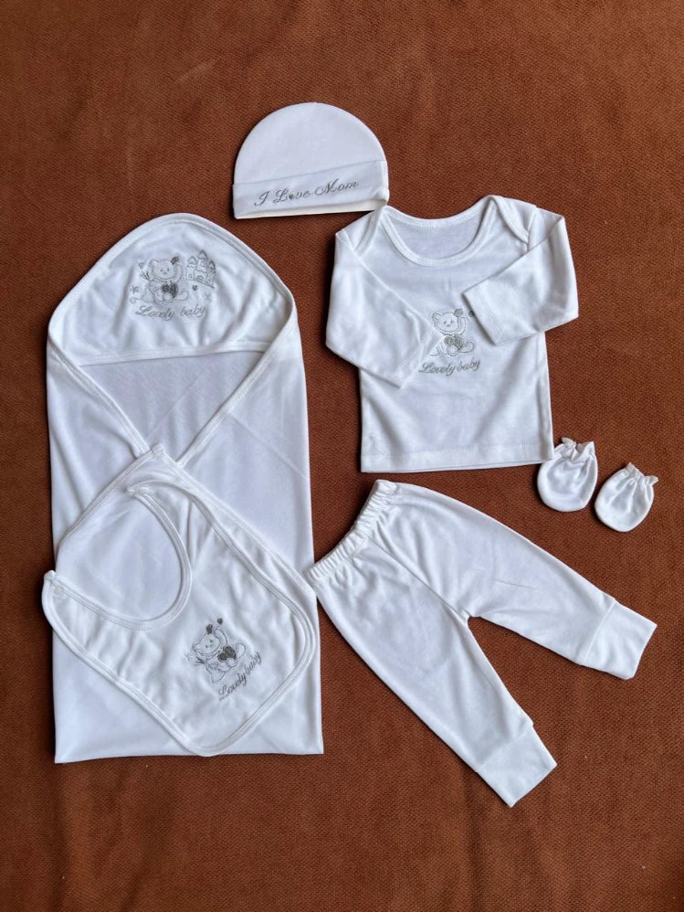 Kids Essentials I Love Mom Newborn 7 Pcs Embroidered Starter Set