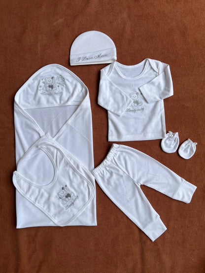 Kids Essentials I Love Mom Newborn 7 Pcs Embroidered Starter Set