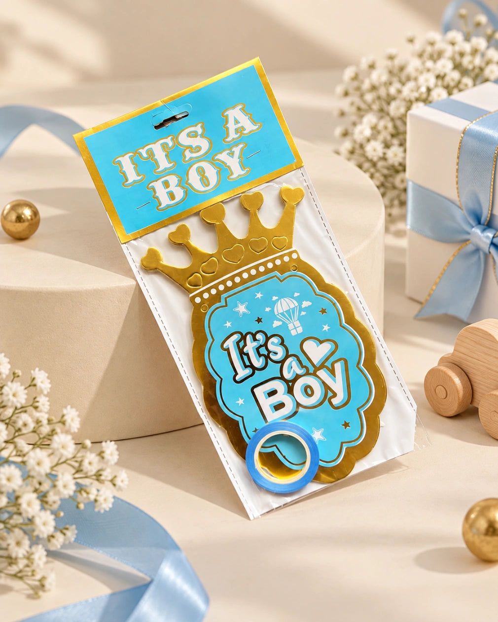 It's a Boy Crown Banner - Blue