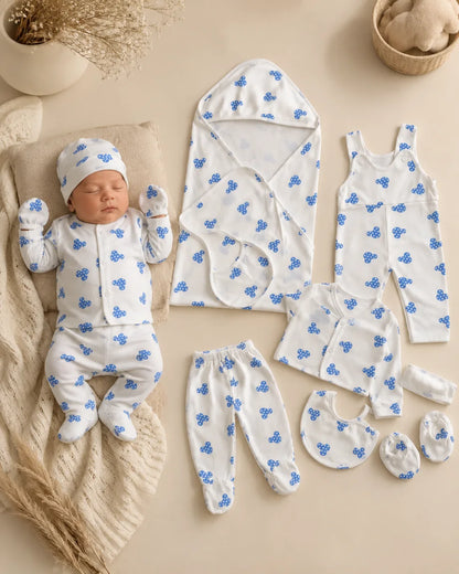 Newborn 11 Pcs Winter Fleece Starter Set –  Kitty Print
