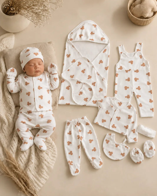 Newborn 11 Pcs Winter Fleece Starter Set –  Kitty Print