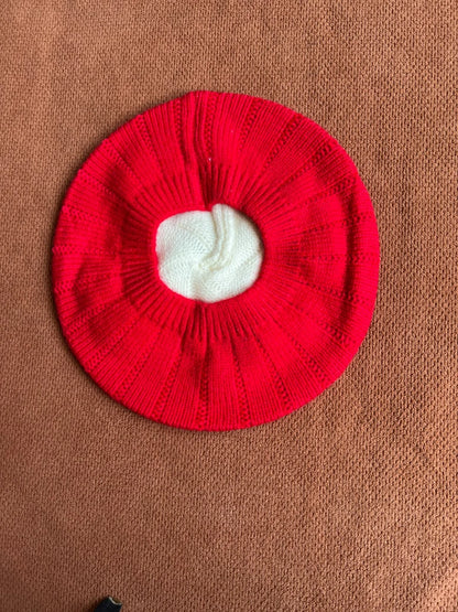 Cute Knitted Baby Beret Cap with Floral Design